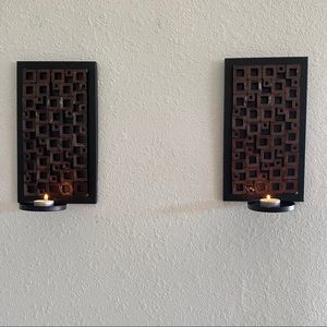 Rustic Candle Holder 2 Pieces Metal Sconce Set